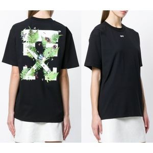 Off-White T-Shirt Tee Fern Arrow Graphic Size Small Black